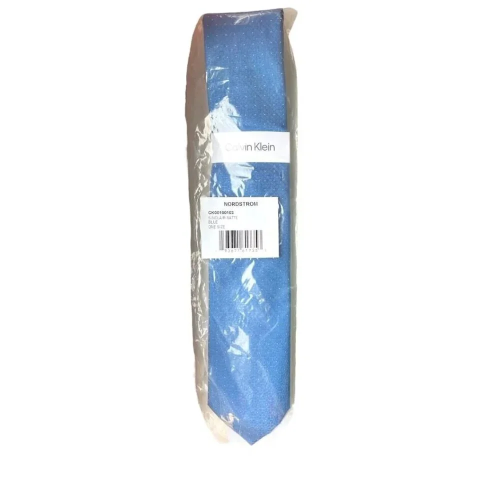 Calvin Klein Mens Blue Textured Pattern Classic Sinclair Natte Tie Workwear New